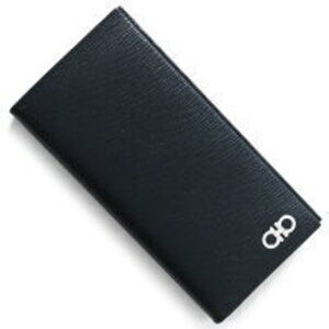 Salvatore Ferragamo Revival Double Gancini Long Wallet Ocean Navy Blue